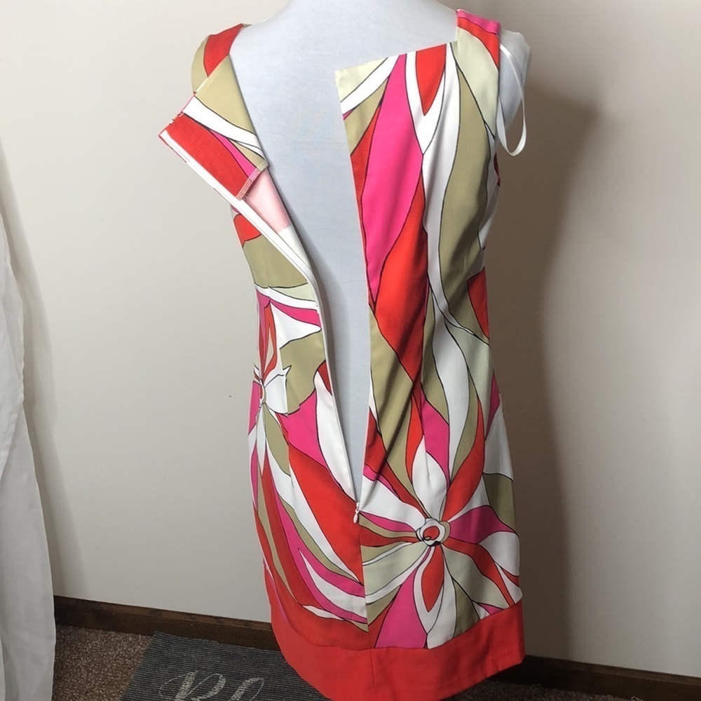 AB studio women’s red &pink floral sleeveless dress size 4 - Picture 5 of 10